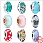 Оригинальные матовые красочные искусственные бусины из серебра 925 пробы, подходят для оригинального браслета Pandora, очаровательные ювелирные изделия в подарок