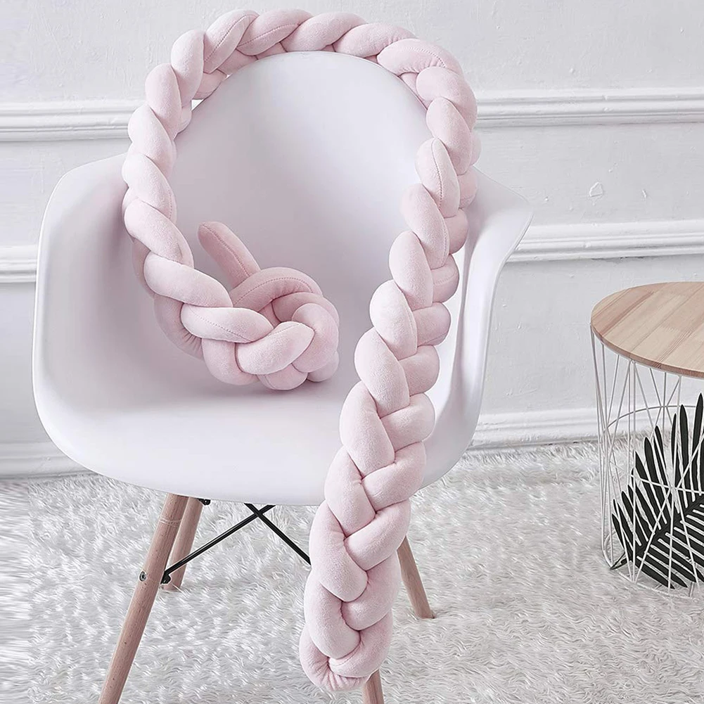 

3 Strands Twist Anti Bump Baby Crib Border Kid Head Cushion Bed Decor Durable Soft non-Toxic Crib Border Protector Plush Comfort