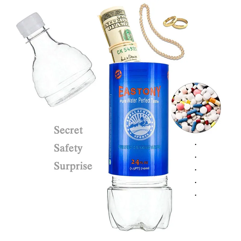 

710ML Water Bottle Shape Diversion Surprise Secret Hidden Security Container Stash Safe Box Plastic Stash Jars Safe Organization