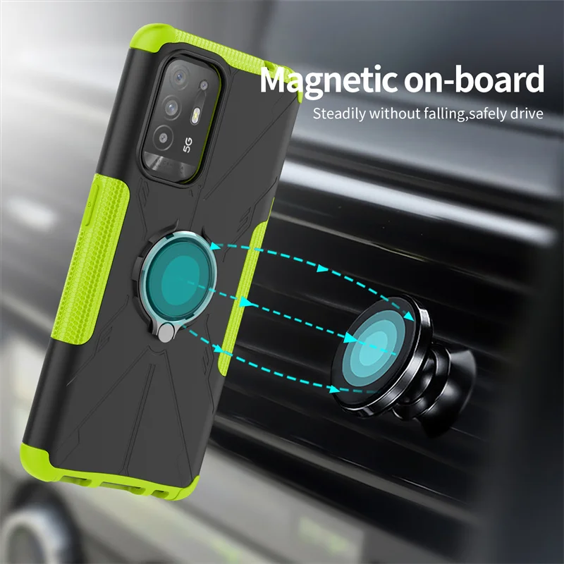 Phone Cover For OPPO A94 5G Case For OPPO A94 5G Capas PC Shockproof Stander Ring Magnetic Holder Cover ForOPPO A94 5G Fundas