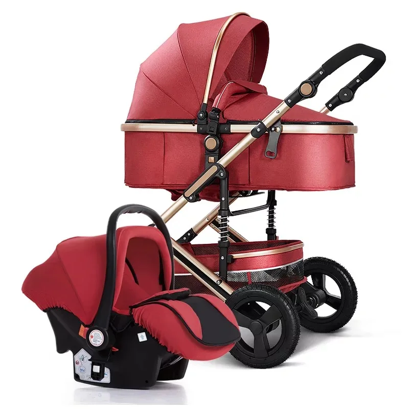 New 2022 Lightweight Luxury Baby Stroller 2 in 1,Portable High Landscape Reversible Stroller,Gold Stroller Travel Pram,baby car images - 6