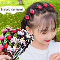 2021 cute flower bangs fixed braided hairbands clips for girls kids sweet hair ornament headband fashion hair accessories dress