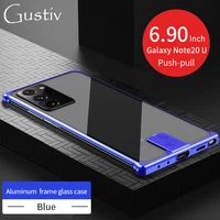 aluminum metal bumper pull plus tempered glass shockproof phone case for samsung galaxy s10 s20 note 9 10 20 plus pro ultra case