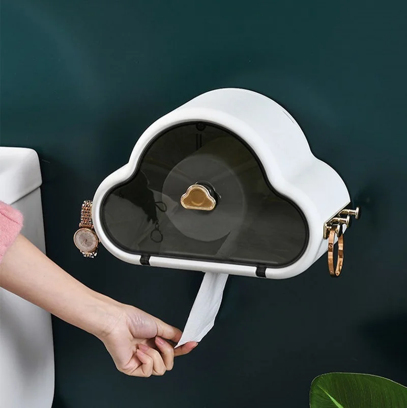 

Household Toilet Paper Holder Rack Waterproof Wall-mounted Toilet Paper Roll Paper Box Tissue Organizer Bathroom Storage Box