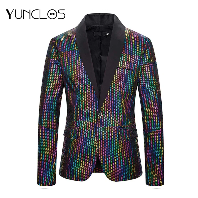 Хит блестящий Блейзер однобортный с блестками сценический костюм певец для