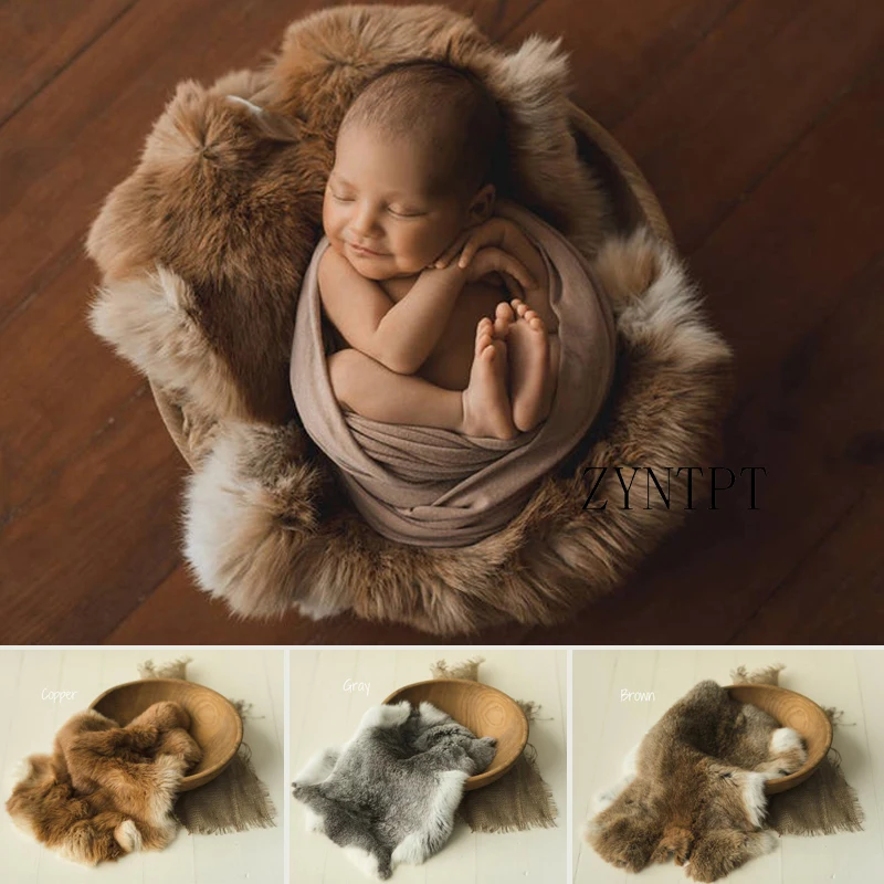 Реквизит для фотосъемки новорожденных 100% натуральный одеяло из меха кролика |