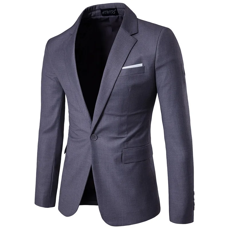 Deep Grey Blazer Новинка, мужские деловые повседневные приталенные блейзеры, мужские хлопковые пальто на одной пуговице для мужчин, свадебные осенние куртки размера плюс S-6XL - Цвет: Deep Grey Blazer