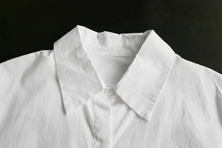 

New summer women's single-breasted literary dress mid-length cotton solid color turndown collar short sleeve dress women