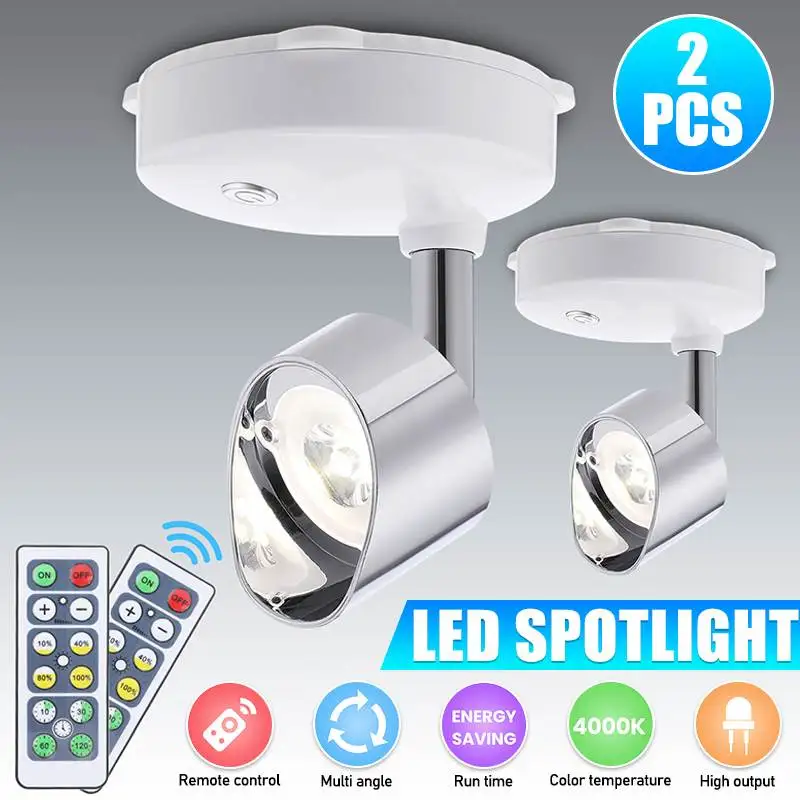 

2pcs LED Spot Light Spotlight Lamp with Remote Control Under Cabinet Lights Ceiling Lamp Downlight Track Light Indoor Lighting