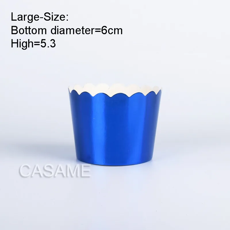Large-Blue 50 шт Великолепная большая фольга бумажная формочка держатели Свадебные украшения обертка обертывания булочка с кексом бумажный чехол - Цвет: Large-Blue
