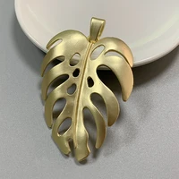 1 piece matt gold large leaf charms pendants for necklace jewellery making accessories 80x53mm