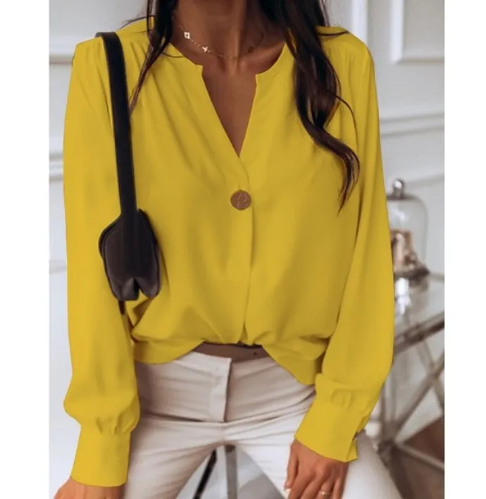 

Women Loose Casual Chiffon Blouse Female 2020 Summer Autumn Solid Long Sleeve Elegant Tops Shirts Blusas Female Clothes