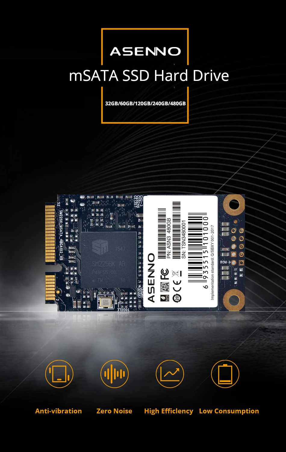 Asenno SSD msata 480gb жесткий диск Mini SATA msata SSD 120GB 240GB Внутренний твердотельный диск