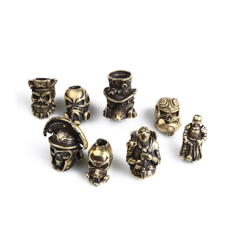 8 Piece Set 7/8 шт Набор Ретро латунные бусы на веревочке нож бусы веревка шнур ожерелье браслет фонарик Открытый EDC бусины ремешок Подвески - Цвет: 8 Piece Set
