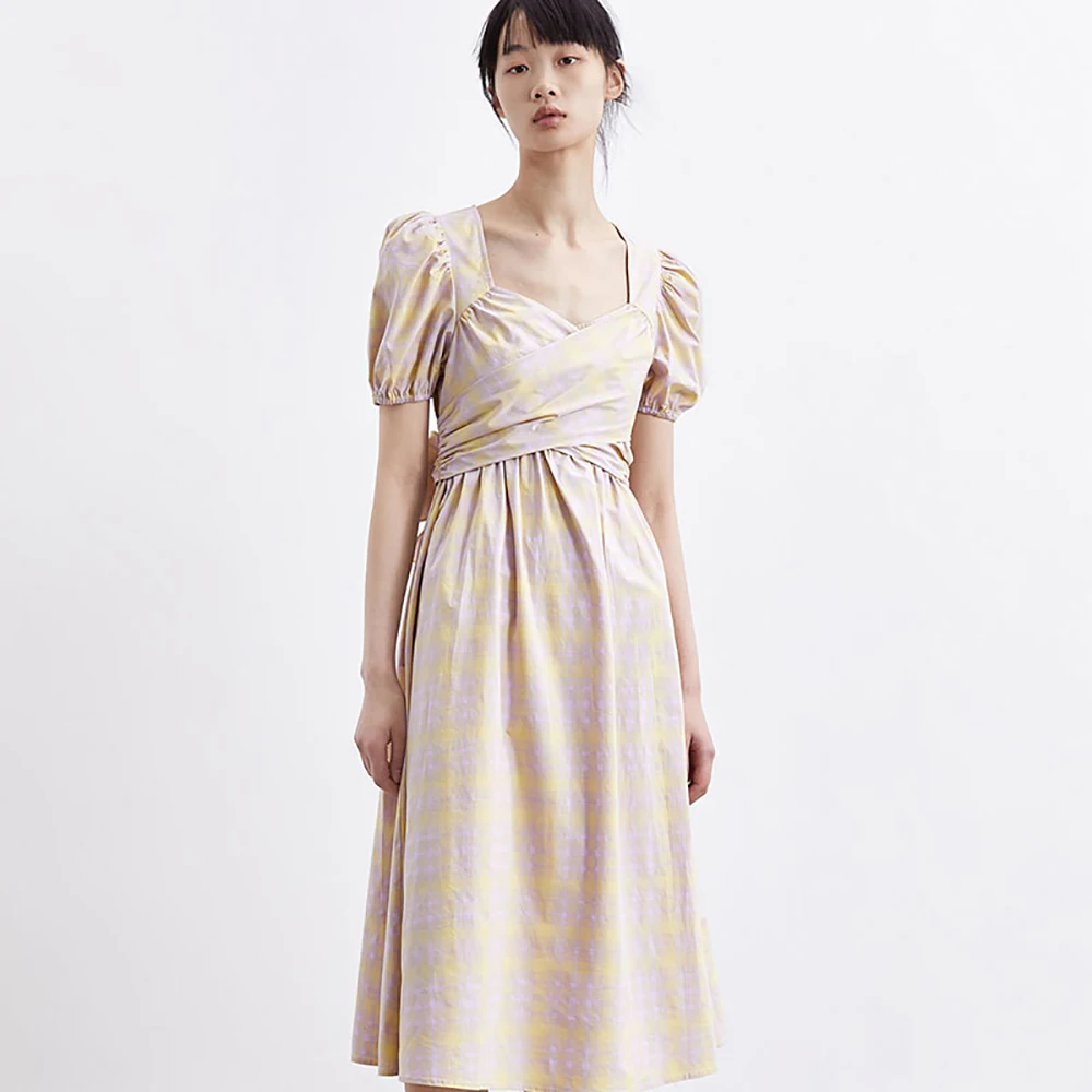 

Новинка весна-лето 2021, Молодежное женское платье Unizera, литературное Сетчатое платье до ключиц с рисунком росы yu14s7ee2001