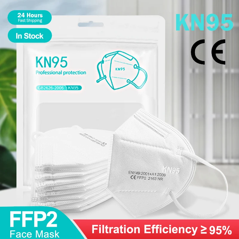 

10-100PCS FFP2 Mascarillas Negras 5 Layers Reusable KN95 Facial Mask Approved FPP2 Protective ffp2mask CE White Grey Color Maski