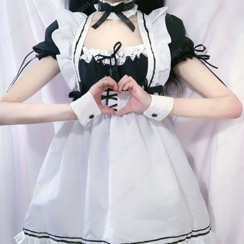 

JP Anime Kawaii Lolita Dress Sexy French Maid Apron Cosplay Costume Girls Women Party Role Play Dress Up Cafe Waitress Outfit