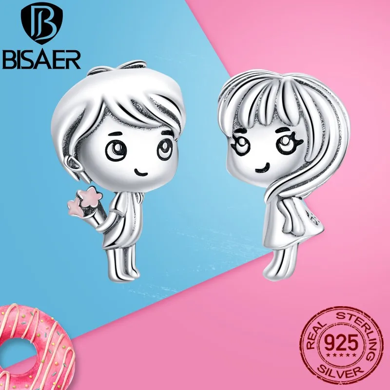 

Бисер из серебра 100% пробы с мультяшными персонажами для маленького мальчика и фото, EFC400