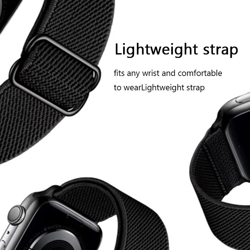 adjustable elastic nylon solo loop strap for apple watch band 44mm 40mm 38mm 42mm scrunchie bracelet iwatch series 3 4 5 6 se free global shipping