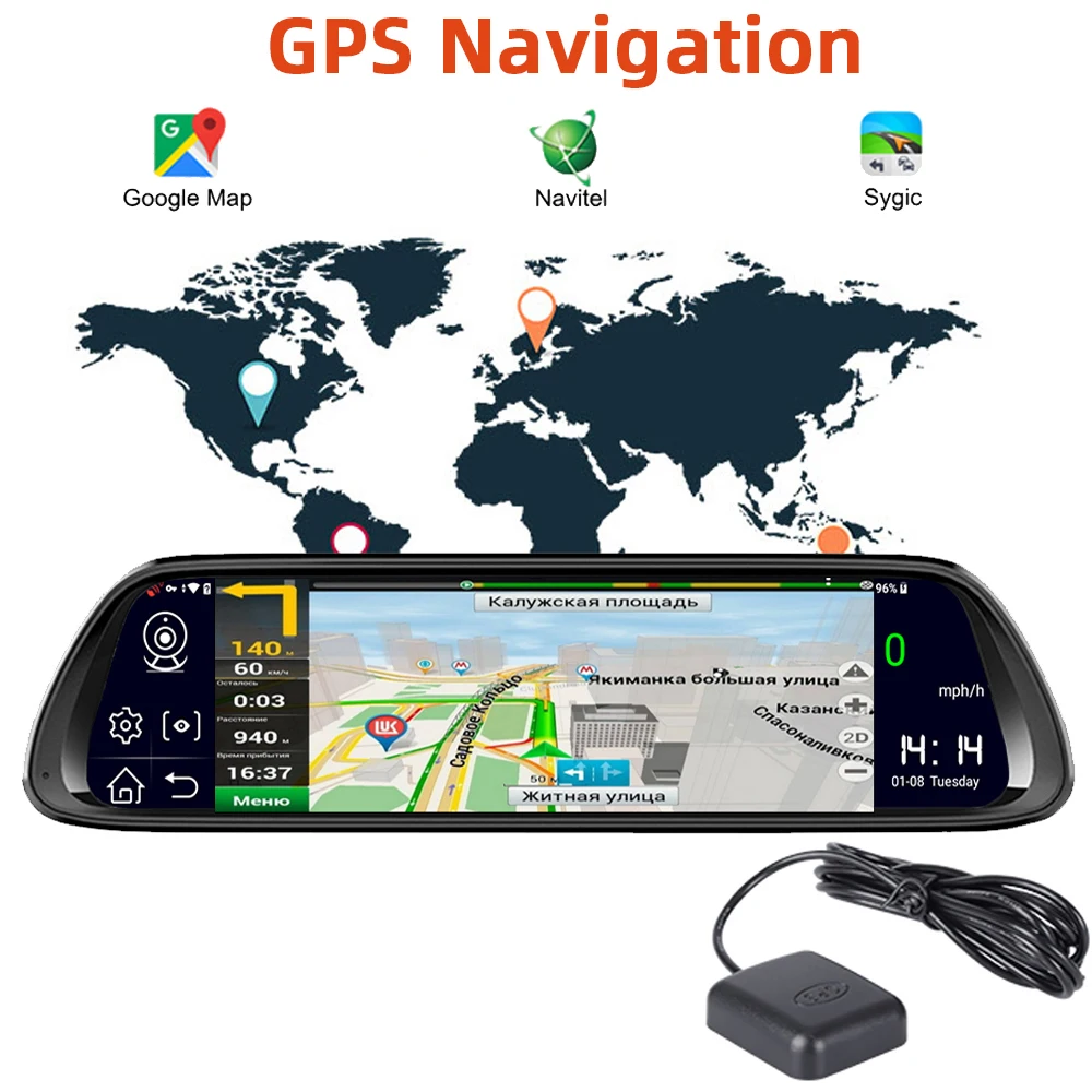 Bluavido 4G Android 8,1 Dash камера 10 дюймов зеркало заднего вида GPS навигация FHD 1080P Автомобильный видеорегистратор видео регистратор WiFi рекордер