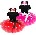 Детское платье с бантом и изображением Микки и Минни