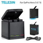 Аккумулятор TELESIN с зарядным устройством для Hero 8, зарядное устройство с 3 слотами для GoPro Hero 8, 7, 6, 5, черные аксессуары для камеры