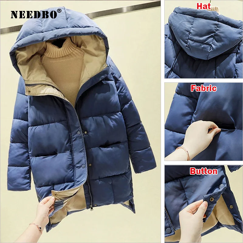 Winter Jacket Women Long Hooded Cotton Padded Female Coat Warm Outwear Womens Parkas Winter Jacket and Coat for Women Outwear