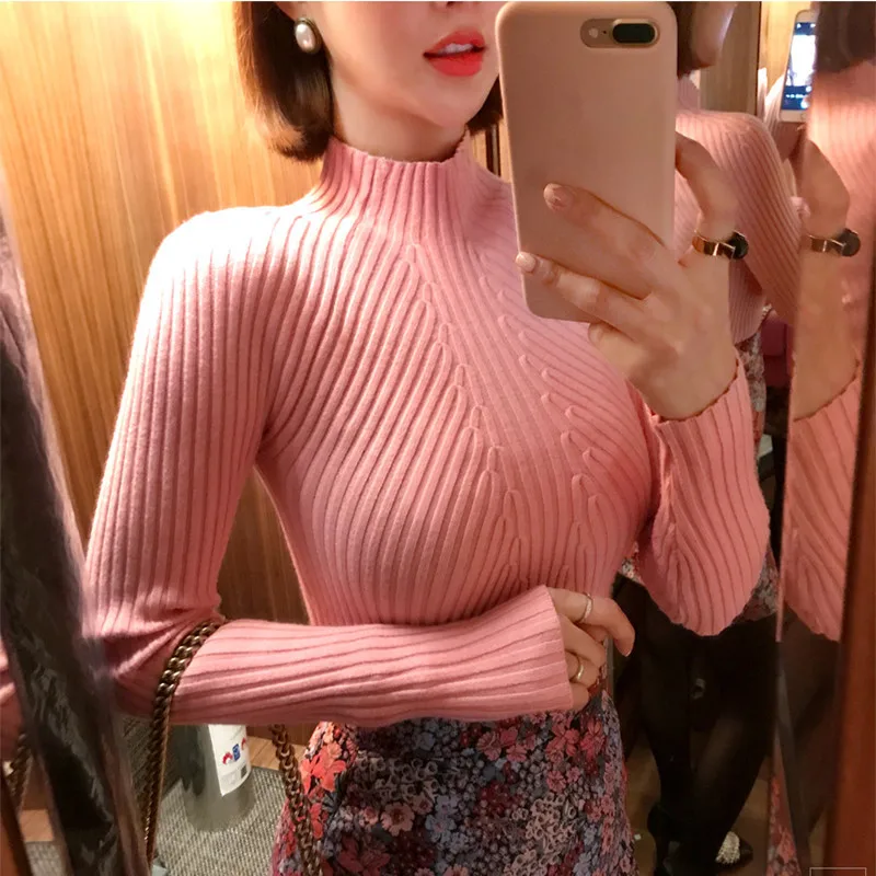 ZOGAA 6 colors Autumn Women lady sweater high elastic Solid Turtleneck women slim sexy tight Bottoming Knitted Pullovers | Женская
