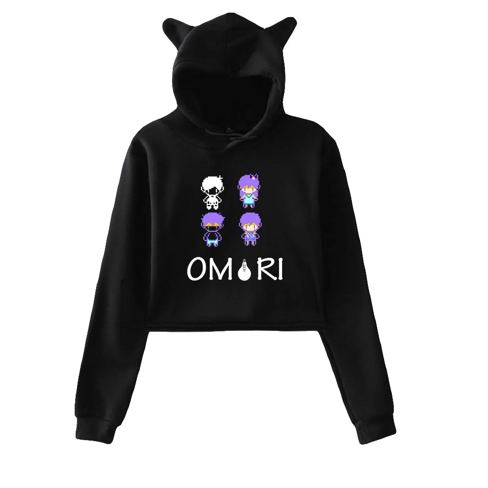 

Anime Omori Merch Hoodies Sweatshirts for Girls Cat Ear Crop Top Hoodie Youth Streetwear Pullover Hooded Clothes
