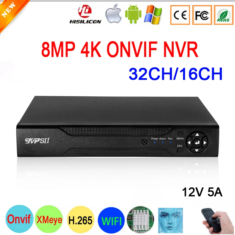 12V 5A Hi3536C 8mp 4K XMeye видеонаблюдения Регистраторы Распознавание лиц Max 8 ТБ H.265 + 32CH 32