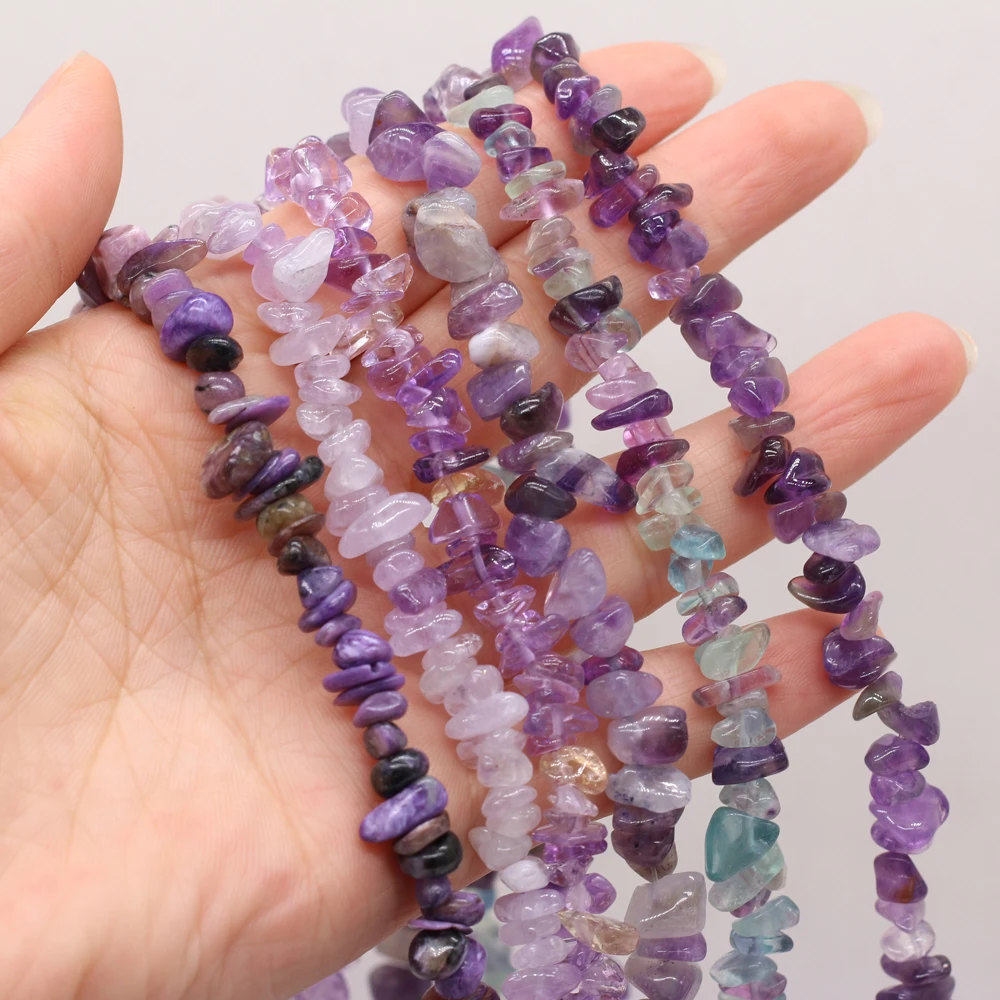 

Irregular Freeform Gravel Beaded Natural Amethyst Purple Fluorite for Jewelry Making DIY Necklace Bracelet 5-8mm