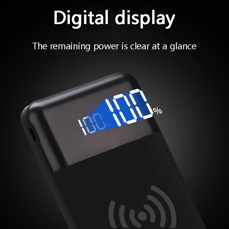 30000mAh QI Беспроводное зарядное устройство для iPhone XS Samsung S9 PowerBank LED 2 USB беспроводной