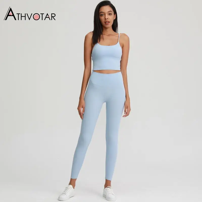 

Спортивные костюмы ATHVOTAR, женские спортивные костюмы, бюстгальтер для бега с высокой талией, леггинсы для фитнеса с эффектом пуш-ап, 2 предмета, женский спортивный костюм