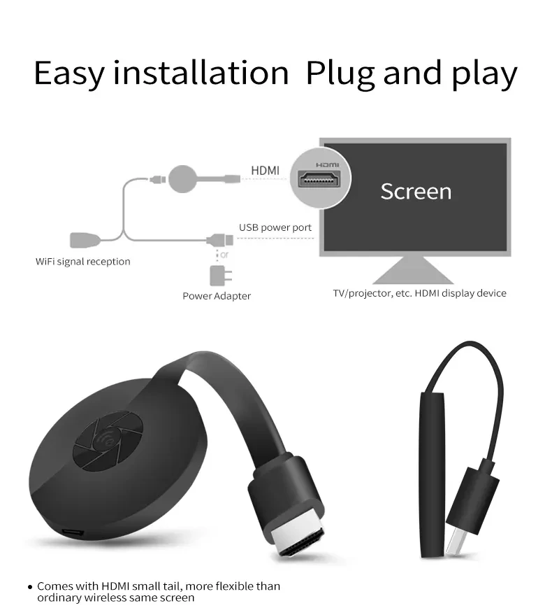 ТВ-приемник для iOS/Android Chromecast стандартная ТВ-флешка HDMI совместимая с HD 1080P Miracast DLNA |