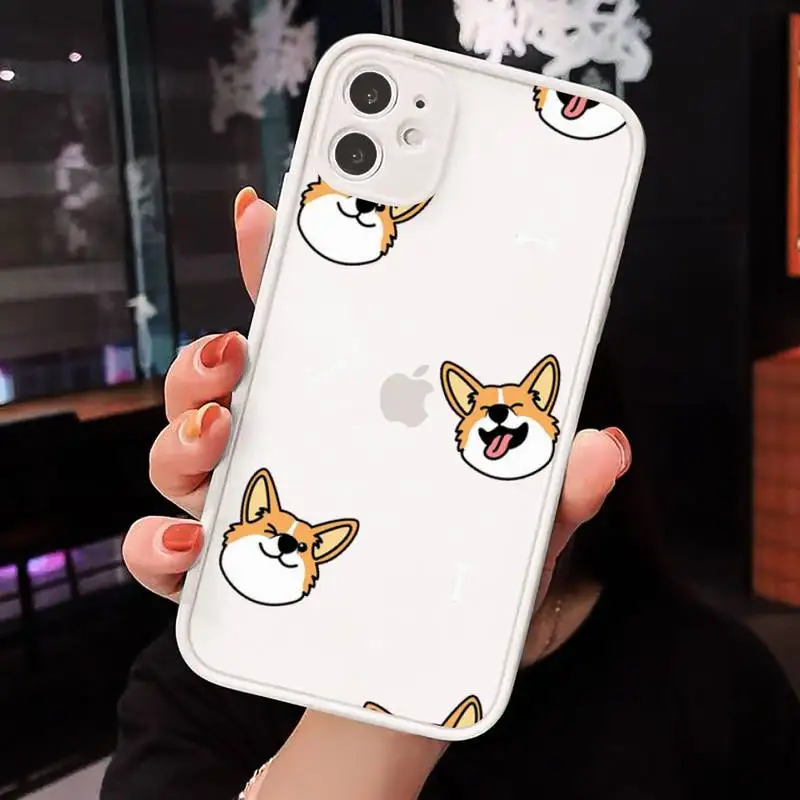 

Corgi Phone Cases Matte transparent For White iPhone 12 Mini 11 Pro XR XS Max 7 8 Plus X Back Cover