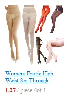 Womens Erotic High Waist See Through Crotchless Pantyhose Solid Tights Stockings