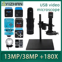 usb hdmi compatible vga 38mp hd monocular microscope digital camera with big workbench180x lens led light for phone fine repair
