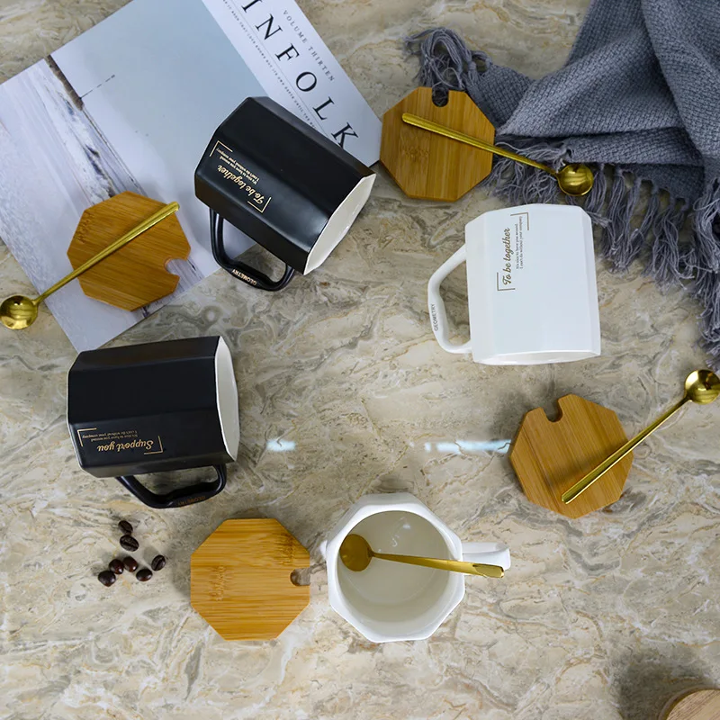 Кофейные молочные чашки в скандинавском стиле с крышкой и ложкой рождественские