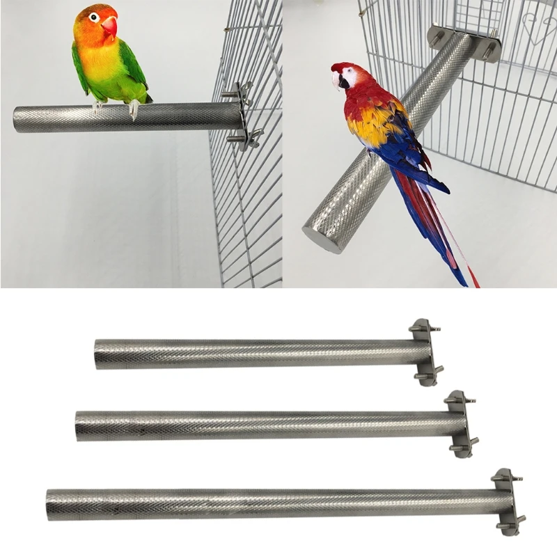 

Bird Perch Stainless Steel Bar Parrot Grinding Claw Toys Pet Birds Cage Snuggle Toy Exercise Stand Platform Three Sizes