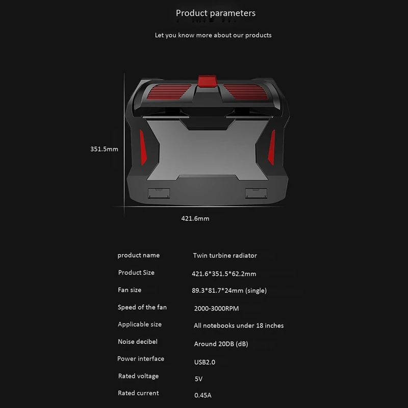 

Gaming Laptop Cooler, Adjustable Laptop Stand 3000 RPM,Powerful Airflow Cooling Pad, for 12-17 Inch Laptop