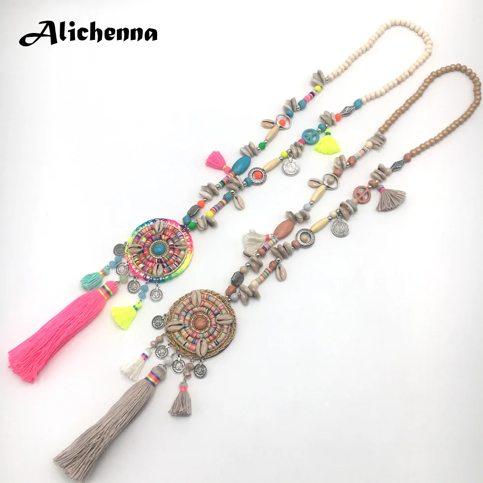 Лидер продаж женское длинное ожерелье в богемном стиле винтажное панк с цветными