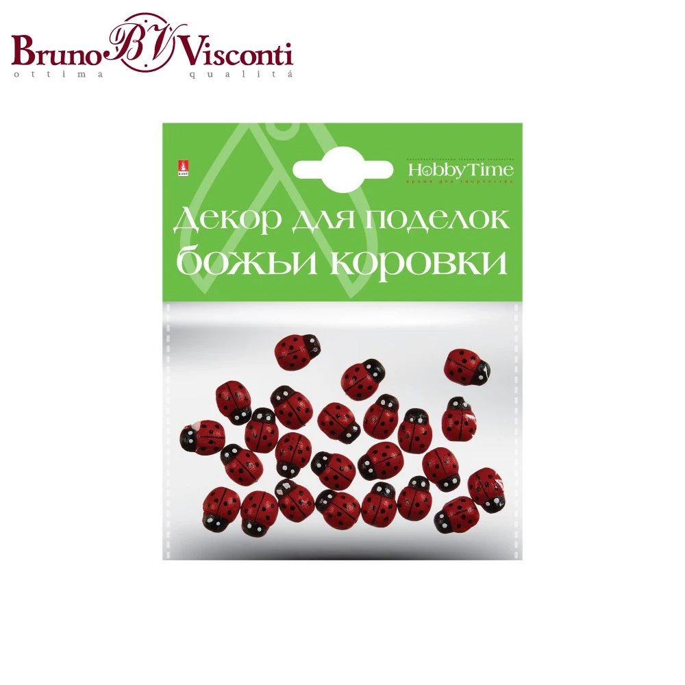 Декор из дерева. Крашеный. НАБОР № 11 "БОЖЬИ КОРОВКИ" 9 х 13ММ 2-363/11 BRUNO VISCONTI -
