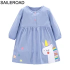 SAILEROADплатье для девочек; Элегантное платье с длинными рукавами; Детские Вечерние платья с аппликацией в виде единорога; Осенняя одежда для маленьких девочек