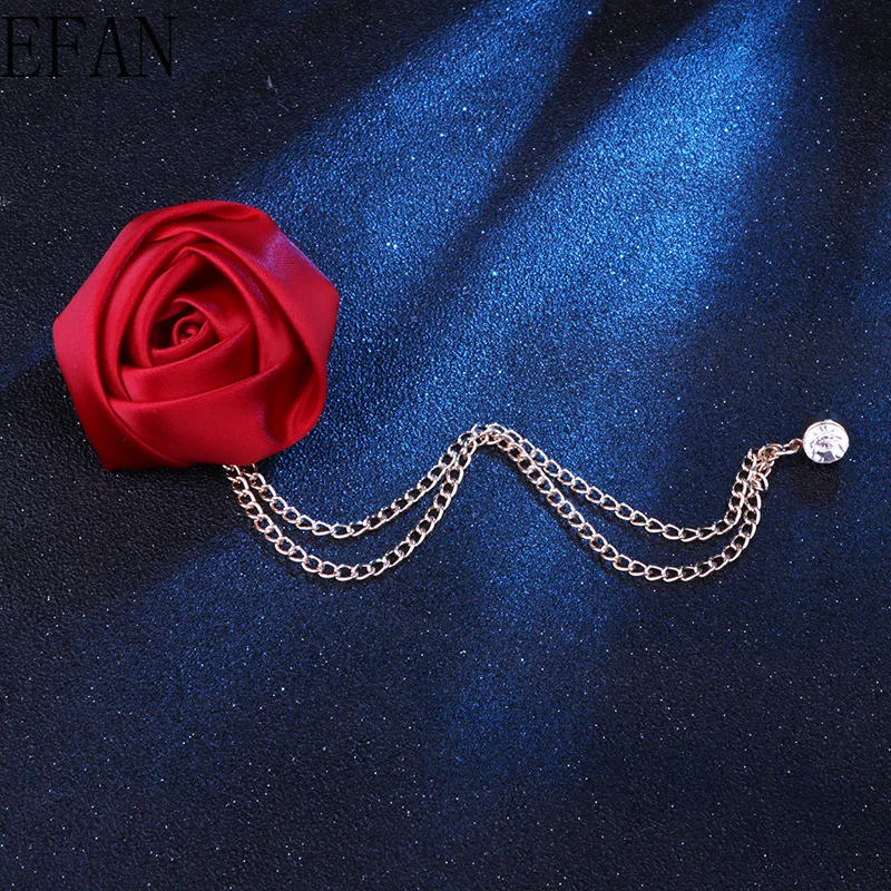 2020 модная металлическая тканевая брошь в виде цветка розы с цепочкой 5 см броши кисточками булавка на