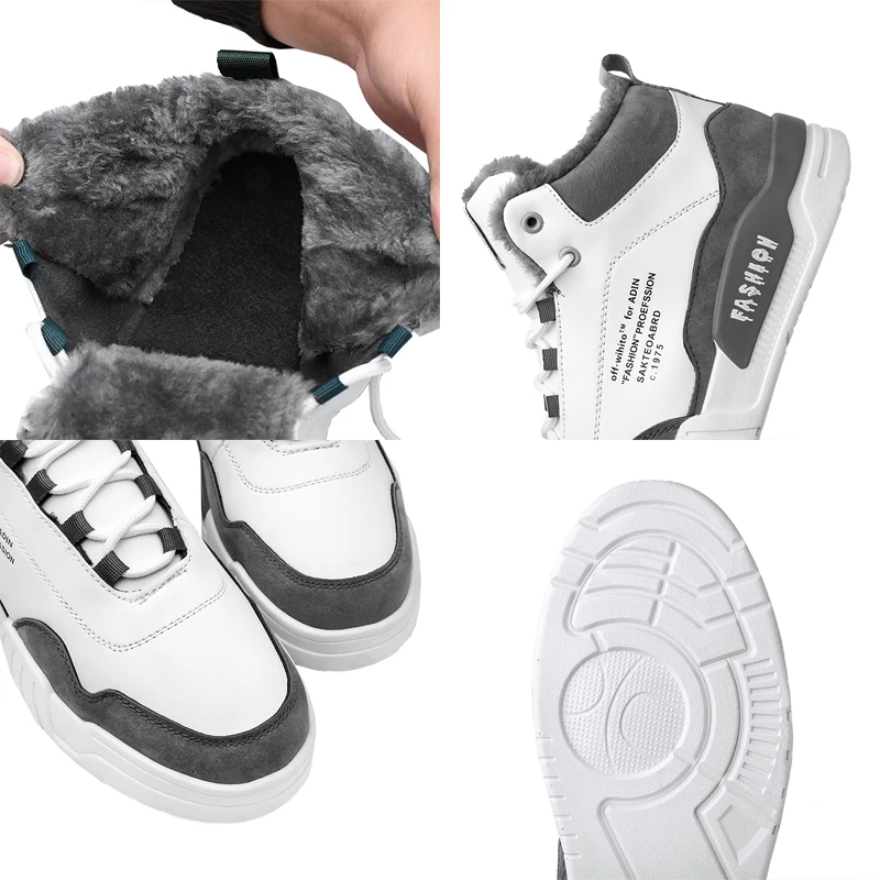 

Men's Sneakers Fashion Tide Casual Leather Shoes 2020 New White Shoes Plush Comfortable Flats Shoes Men Outdoor Sports Shoes