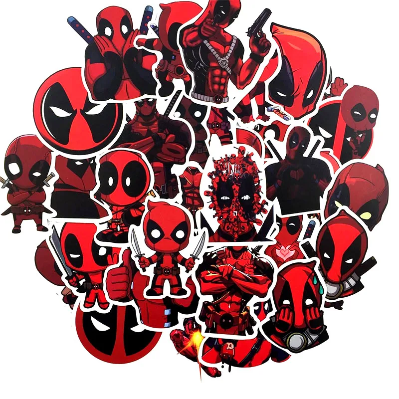 35 шт./лот, крутые наклейки Marvel Deadpool для ноутбука, мотоцикла, скейтборда, багажа, гитарная надпись, наклейки-игрушки