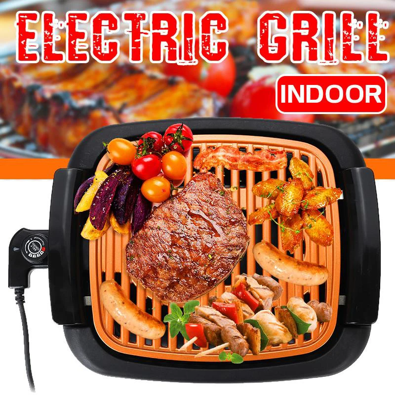 nonstick electric indoor smokeless grill portable bbq grills fast heating easy to clean square griddle hfing free global shipping