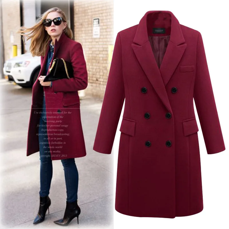 

Autumn Winter 2022 New Fashion European American Large Windshield Women Wear Medium-length Fabric Overcoat Wool Coat Wool Blends