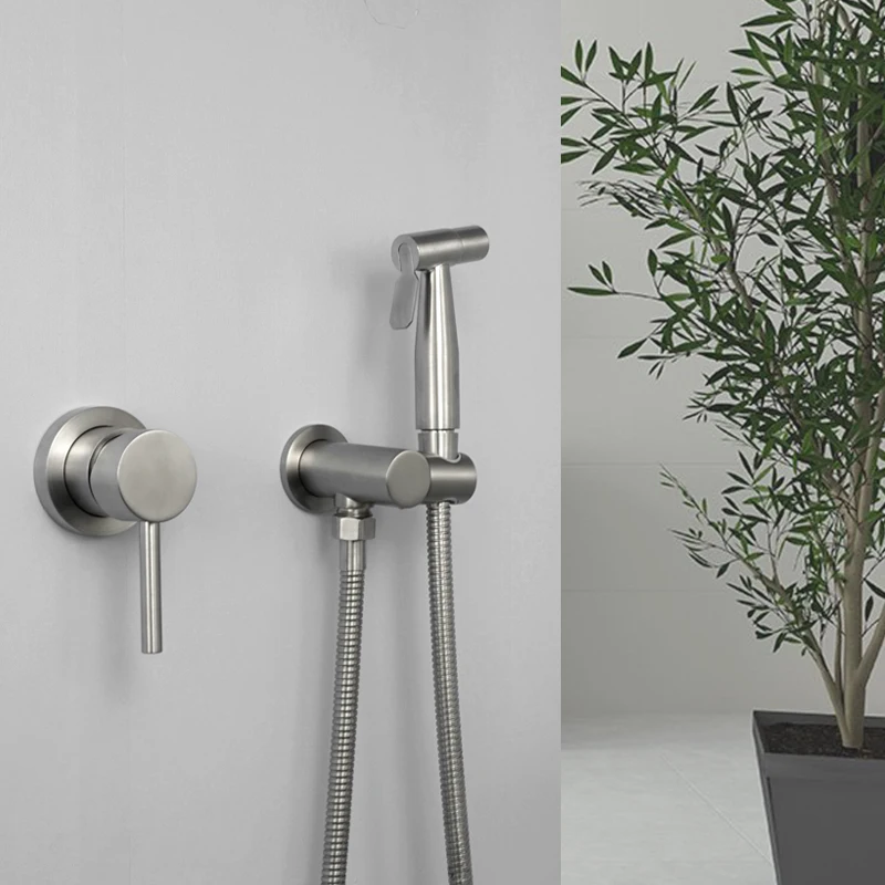 Ручной держатель для душа из нержавеющей стали черного цвета с шлангом и