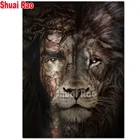 Алмазная мозаика Иисус и лев 5d сделай сам, картина из больших страз, вышивка крестиком, круглая картина с животными и людьми